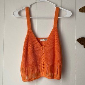 Jolie & Joy Orange Crochet Crop Top